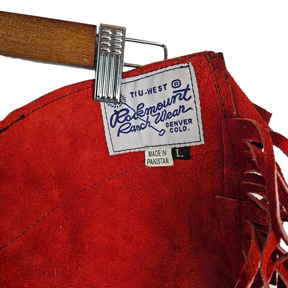Rockmount Ranch Wear Tru-West kids chaps, red leather, size L - Picture 7 of 8
